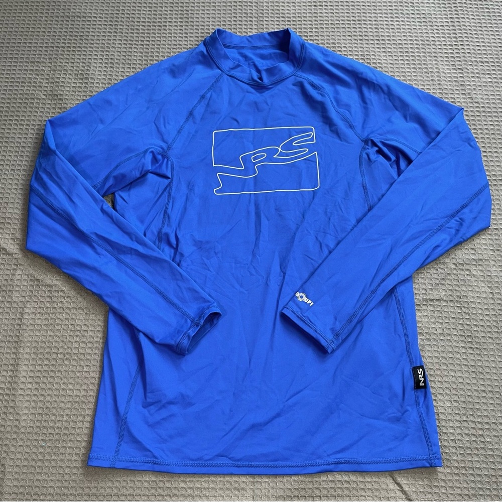 NRS HydroSilk Long Sleeve Rash Guard Swim Shirt Large Men’s Blue Fitted UPF